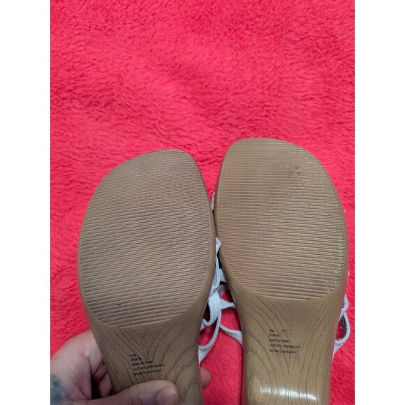 Naturalizer White Leather Slide Sandals 11M Comfort 2.75" Block Heel Shoes - Picture 4 of 6